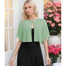Women's Soft Chiffon Capelets Shawls And Wraps For Evening Wedding Cape Bole Cover Up{"Color_name":"DustySage"} - 達斯蒂.塞奇 - 查看 3