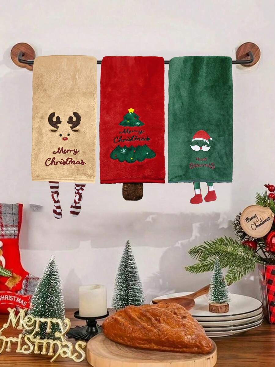 Conjunto de toalhas com 3 peças/1 peça de boneco de neve de Natal, rena e Papai Noel, toalhas de lã coral supermacias, secagem rápida, que não soltam pelos, toalhas de sauna, alta absorção, ultramacias (leves, finas), práticas, toalhas de hóspedes, alta qualidade, toalhas de banho, acessórios duráveis para banheiro, decoração de banheiro, presente de advento, melhores toalhas de banho de presente de Natal para salão de beleza, esportes de hotel, itens essenciais para casa, toalha, cuidados com a pele - Multicolorido - Ver 1