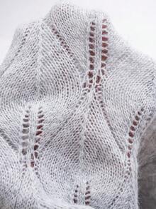 Cardigan elegante a girocollo con maniche lunghe e bottoni in perla, di colore grigio tinta unita, adatto per l'ufficio, feste e occasioni sociali in autunno | Comodo da indossare