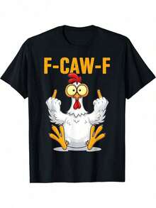 Funny F-Caw-F Chicken-Shirt Men Women – Fashionable Novelty Graphic Printed Men's Funny Casual Tee,% Cotton, Crew Neck, Regular Fit, All-Season Everyday Shirt Valentine Gifts - Style7 - 查看 6