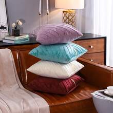 Navy Blue Velvet Throw Pillow Covers 18 X 18 Inch Pack Of 2 With Gold Leather Decor For Couch, Luxury Modern Pillowcases For Living Room, Bedroom Sofa Cushion Bed - 酒紅色 - 查看 7