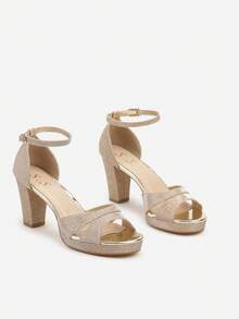 Sparkly Platform Heels Women's Summer Evening/Party Shoes - Gold - View 5