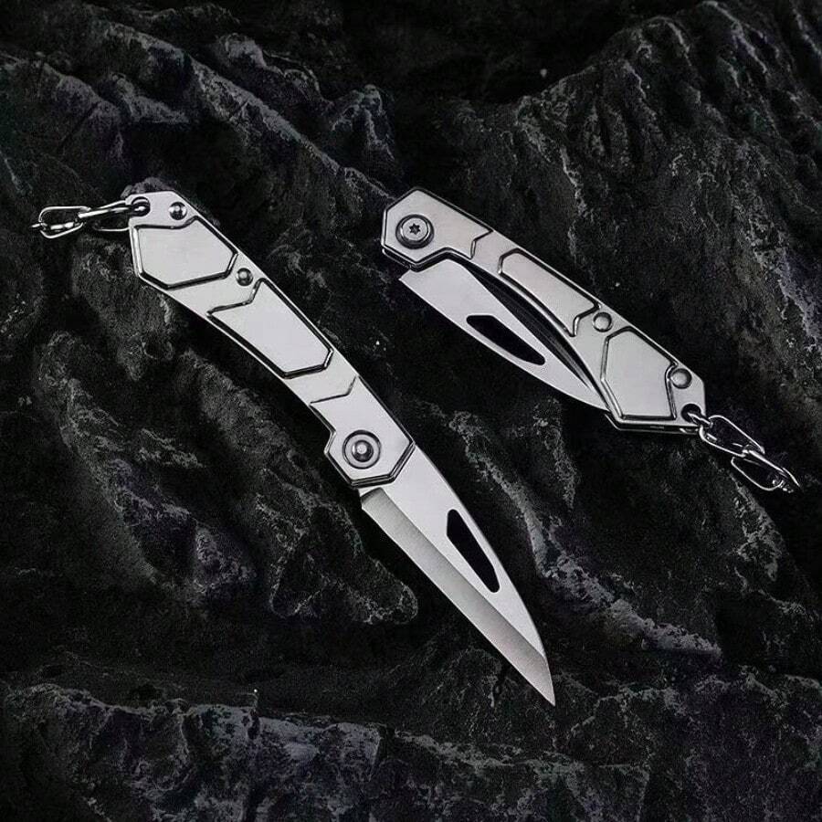 Stainless Steel Folding Knife Emergency Camping Trail High Resistance Fishing Hiking BW7330 - 銀色 - 查看 1
