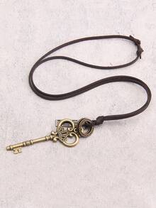 1 buc colier cu pandantiv metalic vintage cu mărgele, lanț lung cu frânghie de ceară neagră, colier metalic minimalist gotic la modă, stil hiphop, colier pentru cupluri