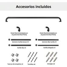 Barra Cortina, Cortinero de Ventana Ajustables, Con SoporteResistente y Fcil Instalar, Barras de Cortina Envolventes, Para Bao, Sala del Estar, Dormitori Negro, 28 - 48in - 28-48 pulgadas + Negro - Ver 6