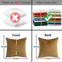 Navy Blue Velvet Throw Pillow Covers 18 X 18 Inch Pack Of 2 With Gold Leather Decor For Couch, Luxury Modern Pillowcases For Living Room, Bedroom Sofa Cushion Bed - 棕色 - 查看 10