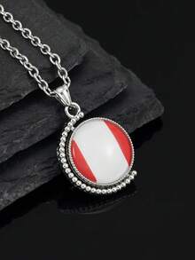 1 Pc Of National Flag Pendant Necklace For Men And Women Couple Lovers , Daily And Street Style National Day Celebration Wearing, Feast Festival Birthday Gift For Brothers Classmates Boyfriend Girlfriend, Retro Unique Traditional Celebrity Style Jewelry - National Flag - View 44