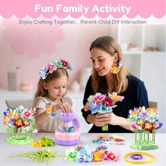 趣味亲子手工玩具布艺花束DIY手工套装女孩玩具套装，益智手工儿童玩具，享受一起制作的乐趣，亲子DIY互动，儿童生日礼物/圣诞礼物/万圣节礼物