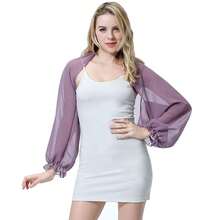 Women's Summer Bolero Shrug Long Sleeve Shawl Cropped Cardigans For Wedding Bride Dresses{"Size_name":"OneSize","Color_name":"LightPurple"} - LIGHTPURPLE - View 5
