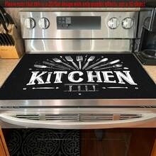 1pc 2D/Flat Stove Cover Protector, Kitchen Utensils Rubber Stove Cover Mat, 28.3"X20.5", Non-Slip Heat-Resistant Synthetic Cover For Electric Glass Stove, Scratch-Resistant, Multipurpose For Flat Top Oven, Washer, Dryer, Mouse Pad, Kitchen Decoration - 黑色 - 查看 5