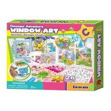 DIY Window Paint Art And Crafts Boys And Girls Drawing Jewelry Toys Making Kit Set Colored Sparking Plactic Glitter Charms Bracelet Accessories Inspired Gifts Pack Ideal Creative Activity Gift Easter Christmas Birthday Family Night Dinosaur Adventure Window Art