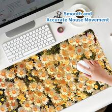 Alfombrilla de ratón con diseño de margarita grande, alfombrilla de escritorio para juegos, alfombrilla de teclado grande, lavable, con base de goma, borde cosido, regalo de alfombrilla de ratón, protector de escritorio, almohadilla de estudio, disponible en múltiples tamaños, alfombrilla de teclado de computadora, almohadilla para portátil