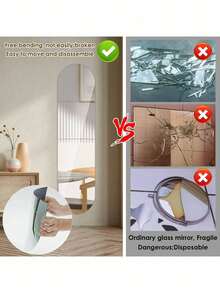 4pcs Acrylic Oval Mirror Wall Stickers, Self-Adhesive Decorative Mirrors For Bathroom, Living Room, Bedroom, Vanity - Silver - View 9