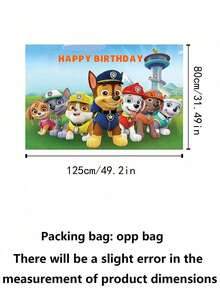 Paw Patrol Paw Patrol 1pc Paw Patrol Theme Photography Backdrop Cloth, Birthday Party Decoration Banner, Background Props, Atmosphere Background Cloth, Ceremony Background Cloth, Party Photo Banner