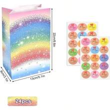 24PCS Party Gift Bag With Thank You Stickers Wrapping Gift Paper Bags For Girls Boys Birthday Bags Party Bags Wedding Favor Bags