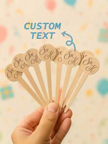 Personalized Wooden Stirrer, Wooden Cocktail Stirrer, Wedding Stirrer, Drink Stirrer, Mixing Sticks With Artistic Letters - Great - View 3