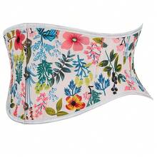 SHYMMUO Women Floral Underbust Corset Belt Lacing Up Waist Trainer Corset Top For Renaissance Steampunk Pirate Costume{"Size_name":"XX-Large","Color_name":"White"} - 白色XXLarge - 查看 3