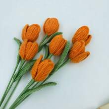 onEternal Handmade Crochet Tulip Flower Branch Eternal Flower Yarn Flower Home Decor Gift Floral Bouquet