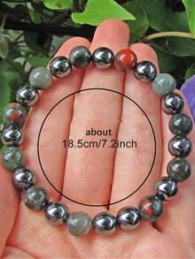 1条天然非洲血石和绿松石串珠手链，男女皆宜的手工舒缓焦虑手链，适合日常佩戴。 - L0316 - 查看 3