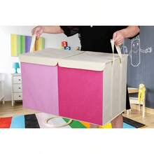 Cofre de caja de juguetes, contenedores de almacenamiento resistentes plegables con tapas, cajas de organizador de almacenamiento de juguetes grandes para nios cestas para nios, nios, nias, sala de guardera, sala de juegos, armario nuevo beige - rosa - Ver 7