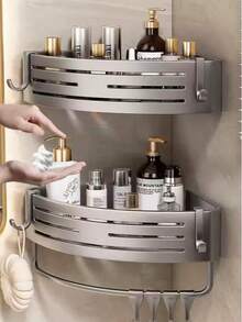 1pc Bathroom Corner Shelf Triangle Basket Wall Mounted Shower Gel Storage Rack, Home & Bathroom Use