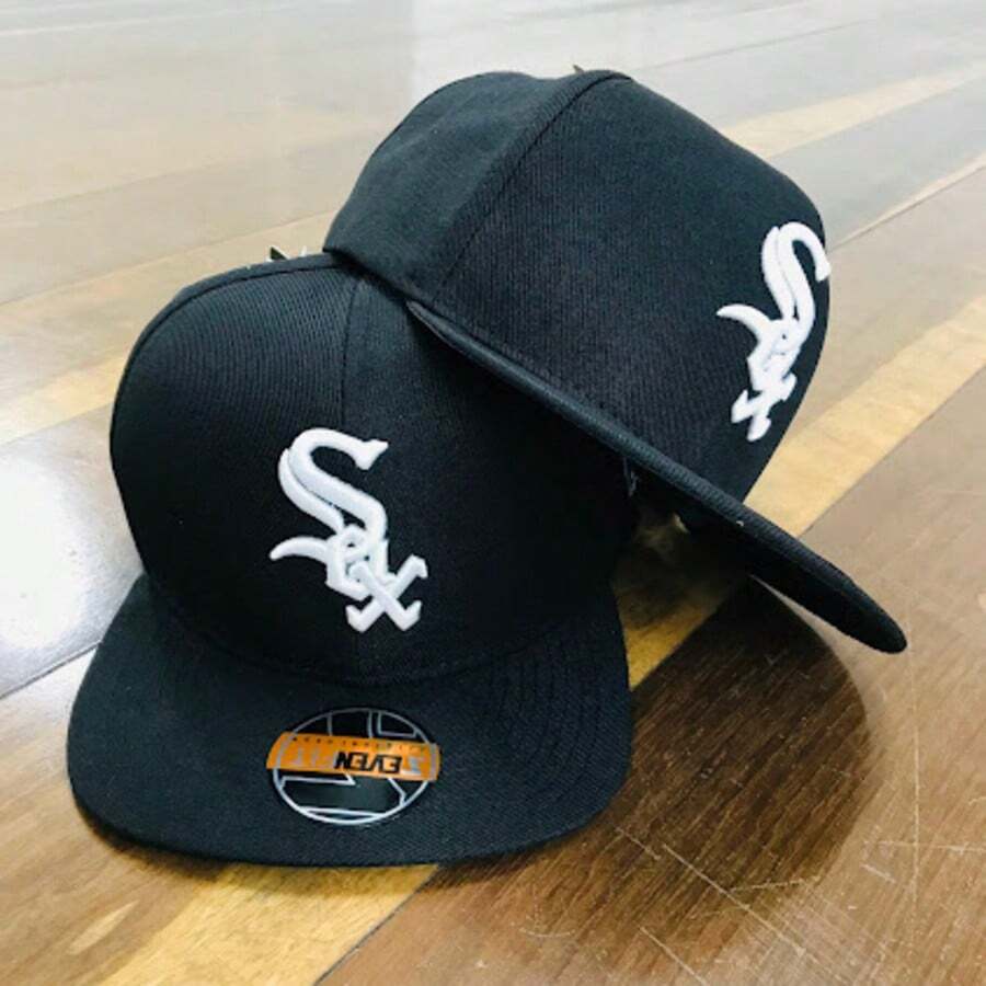 WS HipHop 90's Straight Brim Cap, Men's And Women's Embroidered With Adjustment - màu đen - Xem 1