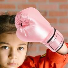 Par De Guantes De Boxeo para Niños Guantes De Entrenamiento De Boxeo Rosas para Niñas Guantes Tailandeses De Kickboxing De Espuma De Esponja Adecuados para 8-12 Años - 1 - Ver 3