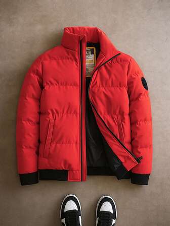 Men's Long Sleeve Fashionable Outdoor Sports Thick Winter Coat, For Autumn/Winter