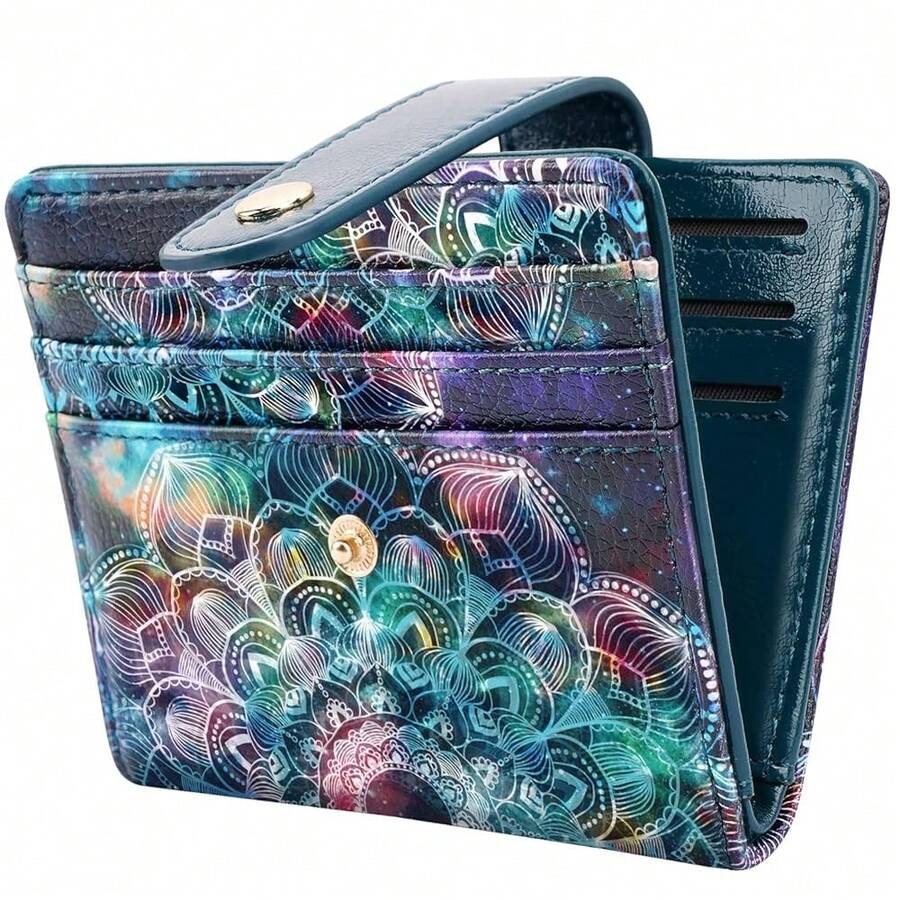 Small Wallets For Women Slim Minimalistfor Bifold Credit Card Holder For Pocket Or Purse, Mandala{"Color_name":"Mandala"} - 多色17 - 查看 1