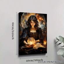 2D Flat, Posters & Prints 1pc Witch Magic Oil Painting Framed Wall Art - Canvas Prints Poster, Ideal For Home, Office Wall Decor, Family Gift, Living Room Bedroom Wall Decor For Halloween Halloween Decor - Multicolor - View 8