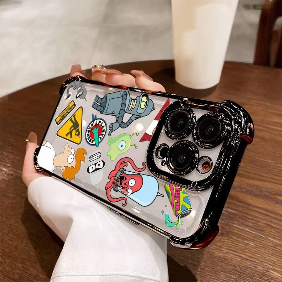Fundas Divertidas de Sorpresa con Grafiti para iPhone 16 15 14 13 12 11 Pro Max X XR XSMAX 8 8 Plus, Cubierta Trasera Suave y Transparente Anticaída - Color 1 - Ver 1