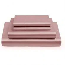Silky Soft Pink Twin XL Satin Bed Sheets Set, 1 Deep Pocket Fitted Sheet + 1 Flat Sheet + 1 Pillowcase,  In 2025 - 玫瑰金色 - 查看 3