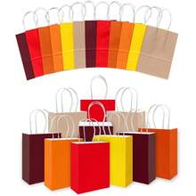 Qiqee 30PCS Medium Size 27x12x20CM With Handles Bulk Gift Bags 6 Different Red Yellow Color Bags Multiple Uses 8x5x11Inch Medium Size