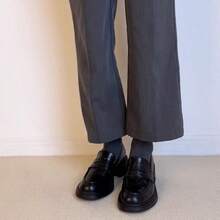 Genuine Leather Women's Single Shoes Thick Heel Small Leather Shoes British Style Thick Sole Loafers - 黑色 - 查看 5