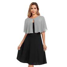 Women's Soft Chiffon Capelets Shawls And Wraps For Evening Wedding Cape Bole Cover Up{"Color_name":"LightGray"} - 淺灰色 - 查看 5