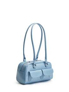 Geantă retro crossbody pentru femei cu buzunare multiple - Design ușor de tip bowling din ceară uleiată, reglabilă și cu închidere cu fermoar, potrivită pentru naveta zilnică, serviciu, cumpărături