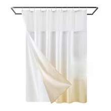 Waffle Weave Shower Curtain With Snap-In Fabric Liner Set, Hotel Style, Slub Textured Shower Curtain, 12 Metal Hooks Included, Waterproof Washable Heavyweight Fabric, Yellow, 72" W X 72" H{"Color_name":"WaffleYellow","Size_name":"72\"Wx72\"L(Packof1)"} - 多色29 - 查看 1