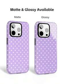 xercxerc Polka Dot Pattern 2-In-1 Hard PC Outer & Soft TPU Inner Layer, Large Window, Matte & Glossy Finish For IPhone 11, 12, 13, 14, 15, 16, 17 Pro, Pro Max, Air - 紫色 - 查看 7