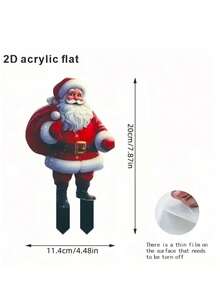 2D 亚克力圣诞老人白胡子花园桩 - 最佳户外圣诞庭院装饰，无需电池，圣诞庭院装饰 - 彩色 - 查看 15