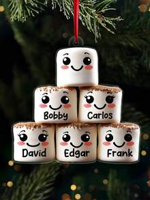1 pièce Ornement de Noël personnalisé en forme de guimauve pour la famille Ornement de Noël souvenir personnalisé avec nom Mignon couple de guimauves Ornement pour enfants, parents, grands-parents Décoration unique Cadeau de Noël 2025 pour la famille, les amis, les couples et les bien-aimés Décorations de Noël Décoration de chambre Décoration d'automne Décorations de Noël Maison Décoration d'automne Maison Décoration de Noël