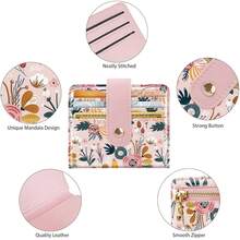 Slim Bifold Wallet RFID Credit Card Wallet Small Cute Card Holder For Women, Pink Flowers{"Color_name":"PinkFlowers"} - 多色16 - 查看 8