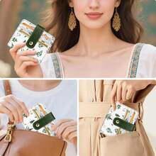 Small Wallets For Women Slim Minimalist For Bifold Credit Card Holder For Pocket Or Purse, Plants{"Color_name":"Plants"} - Multicolor21 - View 8