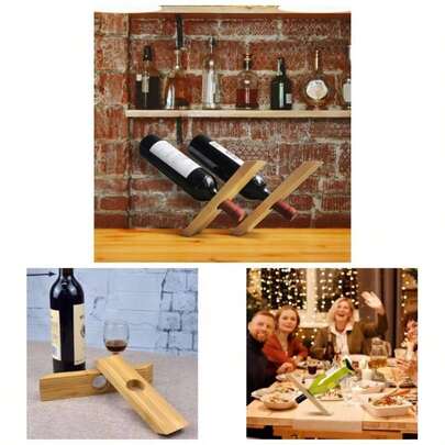 2 piezas Soporte para botella de vino, Soporte individual personalizado para botella de vino, Estante para exhibición de mesa, Organizador de vino autosoportante para encimera, Soporte de vino para mesa de comedor