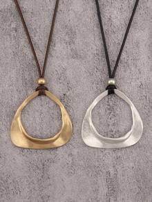 1 件简约扭曲圆形吊坠长项链，高端小众串珠颈链，男女通用情侣项链，中东风格金银色配饰，适合日常约会，送给女朋友/男朋友的礼物 - 蠟繩 - 查看 16