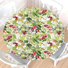 Water-Resistant Round Tablecloth With Elastic Edge For 40-44" Tables - Gift-holly Fruit - View 12