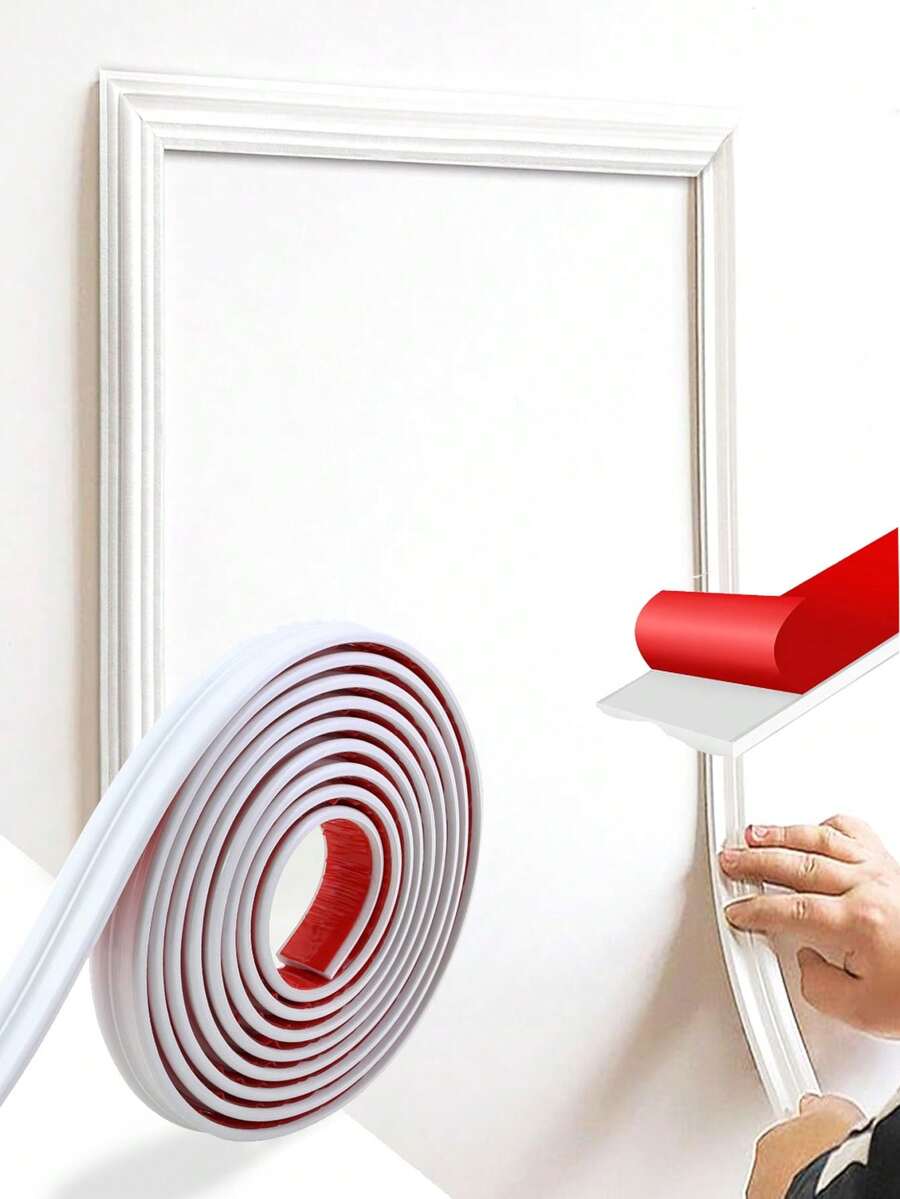 500 厘米墙面装饰线条，自粘式 3D 椅子扶手板线条，灵活的 DIY 墙面装饰，适用于墙壁、镜子、窗框和家居装饰，100/300/500 厘米 - 白色 - 查看 1