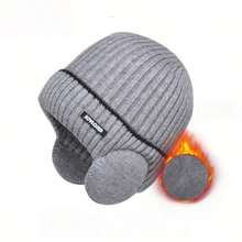 Gorros de punto con forro térmico grueso, gorros de punto de unicolor, gorros de protección de oídos cálidos de invierno para hombres, nuevo diseño de gorro de invierno para atuendo de otoño - A - Ver 11