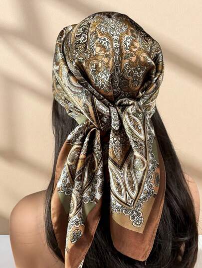 Women's Printed Rayon Headscarf Scarf – Multi-Purpose Fashion Hair Accessory, Elegant Silk-Like Scarf For Daily Wear, Travel & Gifts Fall Winter Headbands For Women Hair Band Hair Accessories For Women For Vacation Outfits Woman