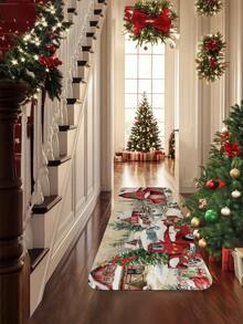 1 pieza Felpudo decorativo navideño, alfombra de entrada, alfombra de pasillo, adecuado para decoración navideña en cocina, sala de estar, patio, dormitorio, gran regalo de Navidad