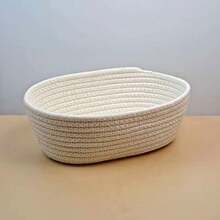 1Set/3Pcs Pink Rope Woven Storage Basket, Simple Home Decoration, Open Storage Basket, Suitable For Family Bedrooms, Living Rooms, Cosmetics, Snacks, Toys, Miscellaneous Items, Classified Storage, Can Be Used As Holiday Gifts, Suitable As Children's Gifts For Valentine's Day Decoration - White - View 10